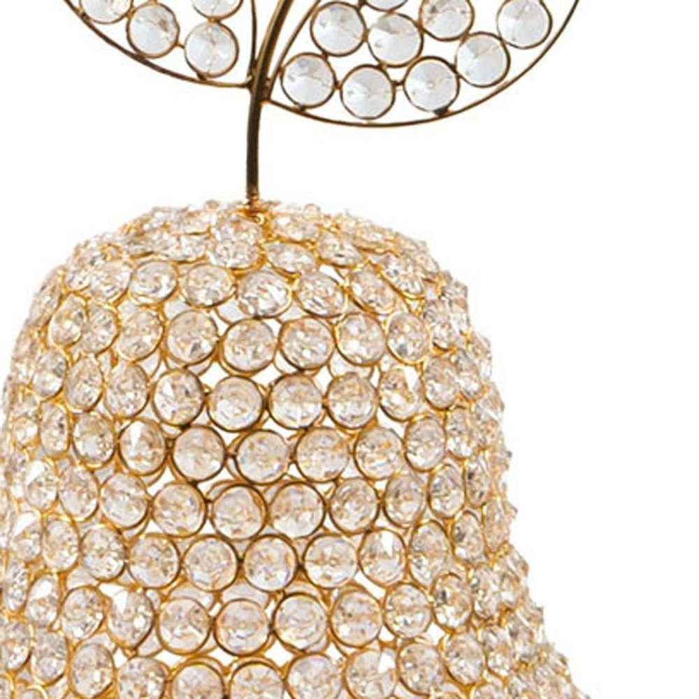 18" Gold Aluminum And Faux Crystal Decorative Pear