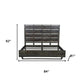 Dark Brown Slat Back Solid Wood King Bed Frame
