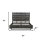 Dark Brown Slat Back Solid Wood King Bed Frame