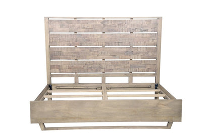 Gray Slat Back Solid Wood King Bed Frame