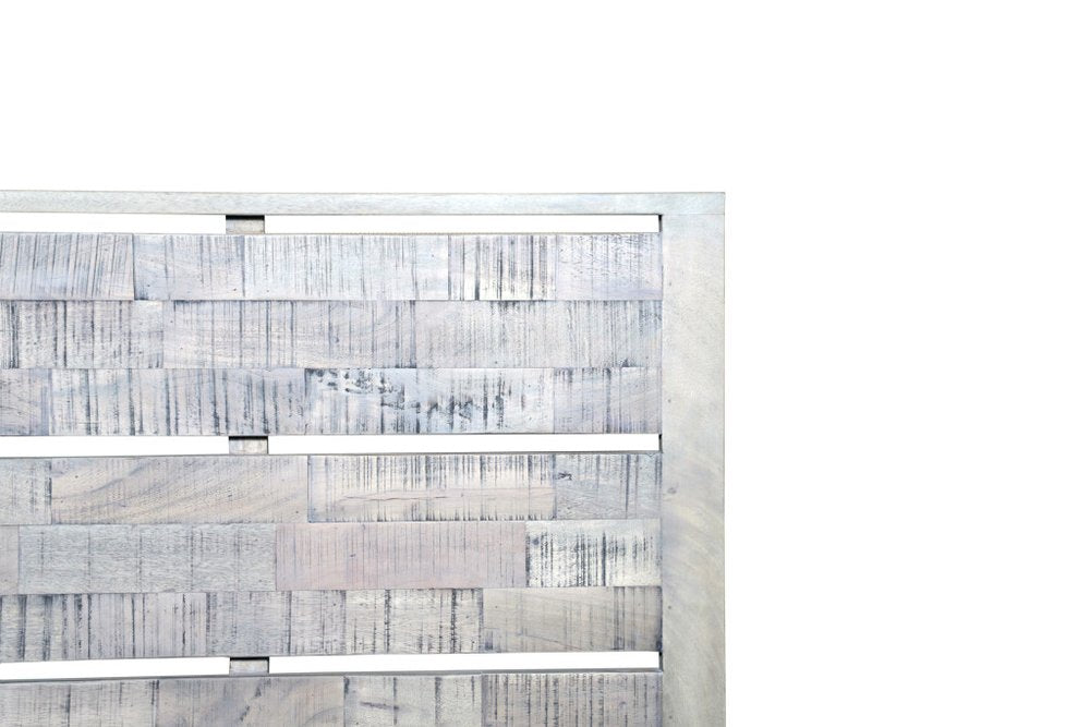 Gray Slat Back Solid Wood King Bed Frame