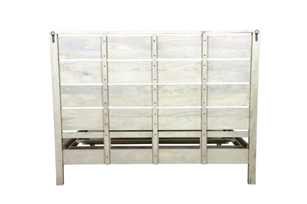 Gray Slat Back Solid Wood King Bed Frame