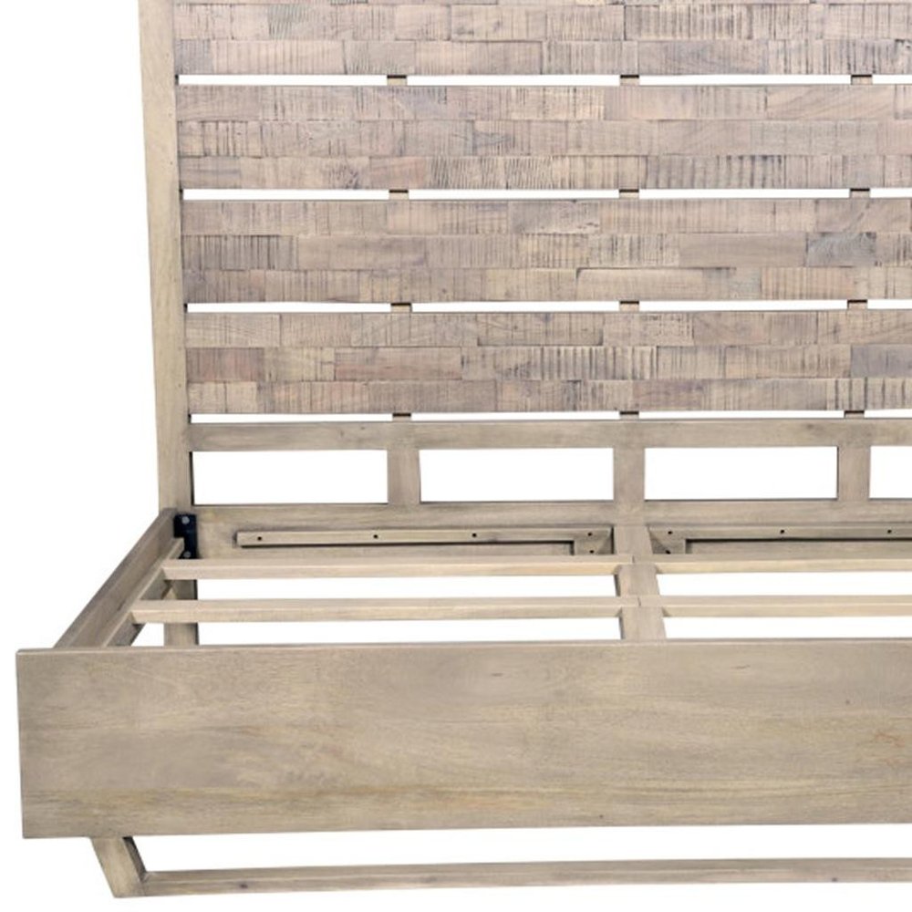 Gray Slat Back Solid Wood King Bed Frame