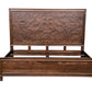 Brown Carved Abstract Solid Wood King Bed Frame