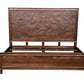 Brown Carved Abstract Solid Wood King Bed Frame