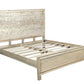 Gray Carved Abstract Solid Wood King Bed Frame