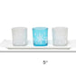 Set of Three Blue And White Snowflake Glass Christmas Tabletop Candle Holders