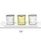 Set of Four Silver Gold And White Snowflake Glass Christmas Tabletop Candle Holders