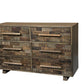 57" Brown Solid Wood Six Drawer Dresser
