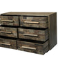 57" Brown Solid Wood Six Drawer Dresser
