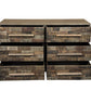 57" Brown Solid Wood Six Drawer Dresser