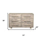 57" Gray Solid Wood Six Drawer Dresser