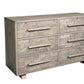 57" Gray Solid Wood Six Drawer Dresser
