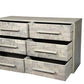 57" Gray Solid Wood Six Drawer Dresser