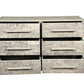 57" Gray Solid Wood Six Drawer Dresser