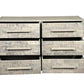 57" Gray Solid Wood Six Drawer Dresser