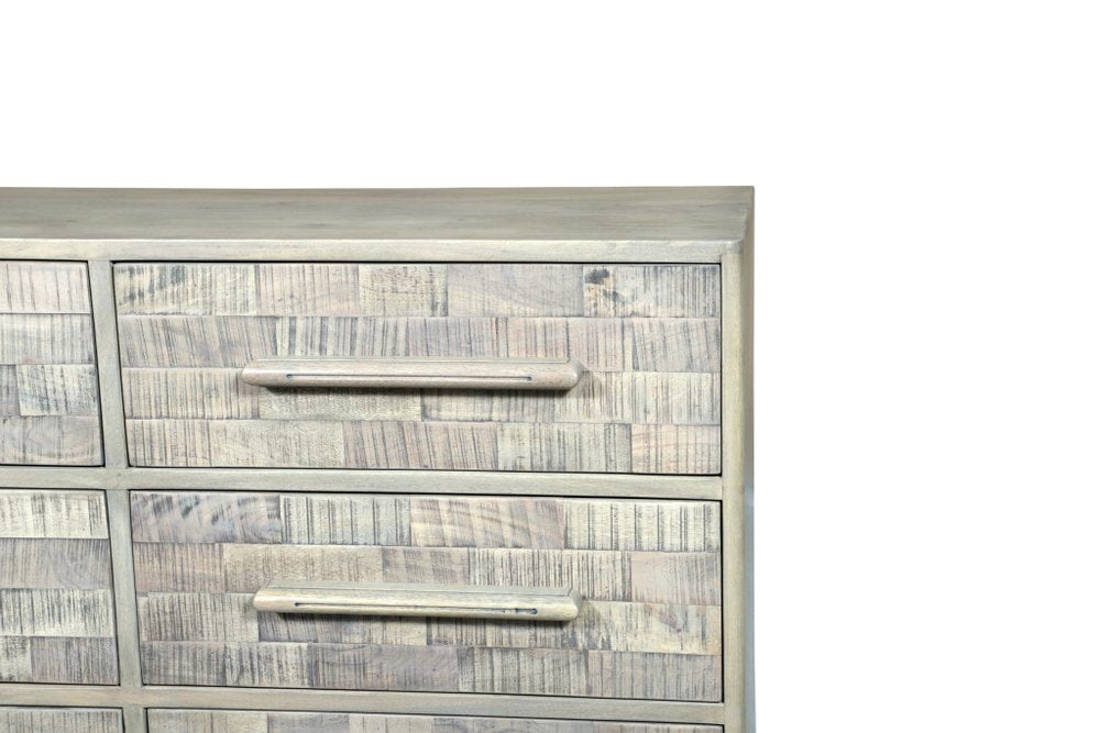 57" Gray Solid Wood Six Drawer Dresser