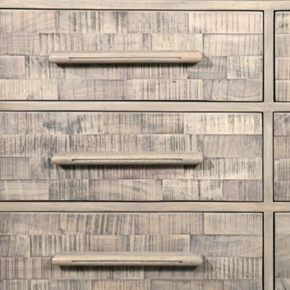 57" Gray Solid Wood Six Drawer Dresser