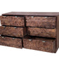 57" Brown Carved Abstract Solid Wood Six Drawer Dresser