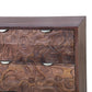 57" Brown Carved Abstract Solid Wood Six Drawer Dresser
