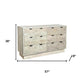 57" Gray Carved Geometric Solid Wood Six Drawer Dresser