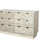 57" Gray Carved Geometric Solid Wood Six Drawer Dresser
