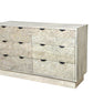 57" Gray Carved Geometric Solid Wood Six Drawer Dresser