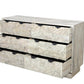 57" Gray Carved Geometric Solid Wood Six Drawer Dresser