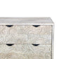 57" Gray Carved Geometric Solid Wood Six Drawer Dresser