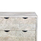 57" Gray Carved Geometric Solid Wood Six Drawer Dresser