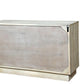 57" Gray Carved Geometric Solid Wood Six Drawer Dresser