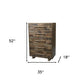 35" Brown Carved Geometric Solid Wood Five Drawer Dresser