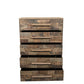 35" Brown Carved Geometric Solid Wood Five Drawer Dresser