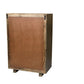 35" Brown Carved Geometric Solid Wood Five Drawer Dresser