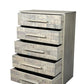 35" Gray Carved Geometric Solid Wood Five Drawer Dresser