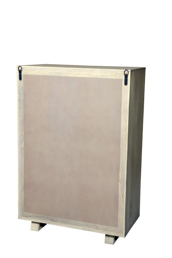 35" Gray Carved Geometric Solid Wood Five Drawer Dresser