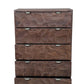 35" Brown Carved Abstract Solid Wood Five Drawer Dresser