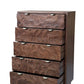 35" Brown Carved Abstract Solid Wood Five Drawer Dresser