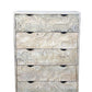 35" Gray Carved Abstract Solid Wood Five Drawer Dresser
