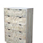 35" Gray Carved Abstract Solid Wood Five Drawer Dresser