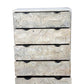35" Gray Carved Abstract Solid Wood Five Drawer Dresser