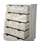 35" Gray Carved Abstract Solid Wood Five Drawer Dresser