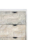35" Gray Carved Abstract Solid Wood Five Drawer Dresser
