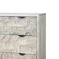 35" Gray Carved Abstract Solid Wood Five Drawer Dresser