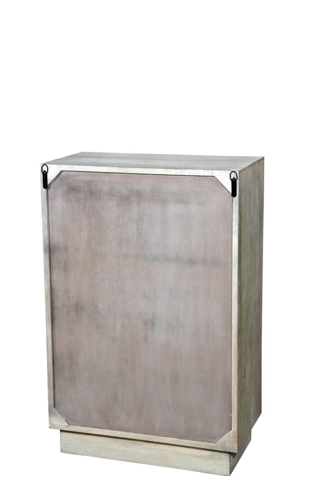 35" Gray Carved Abstract Solid Wood Five Drawer Dresser