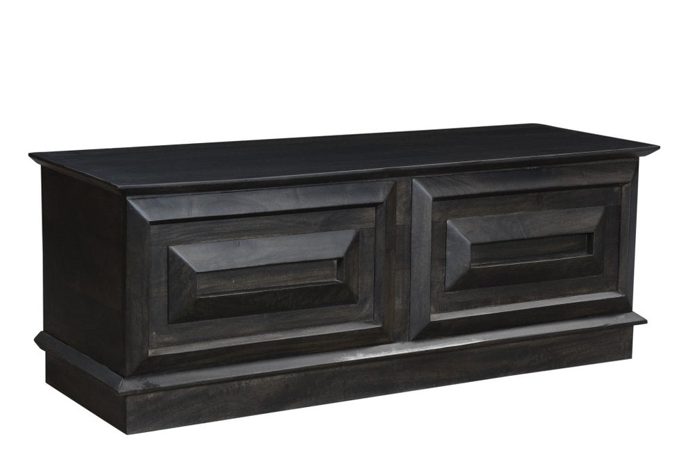 52" Dark Brown Solid Wood Storage Ottoman