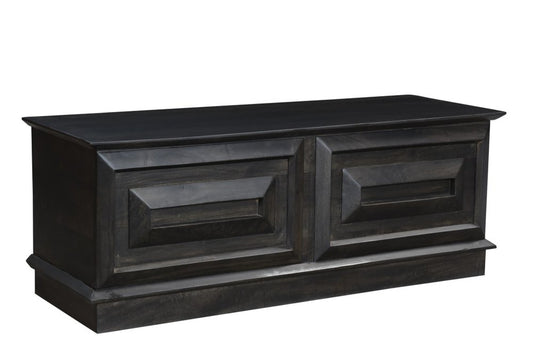 52" Dark Brown Solid Wood Storage Ottoman