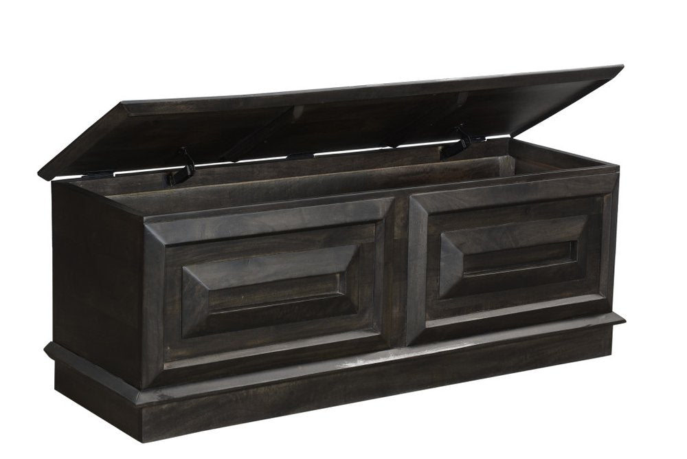 52" Dark Brown Solid Wood Storage Ottoman