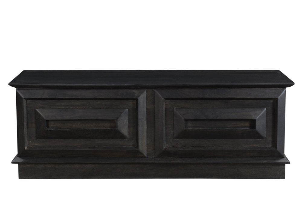 52" Dark Brown Solid Wood Storage Ottoman
