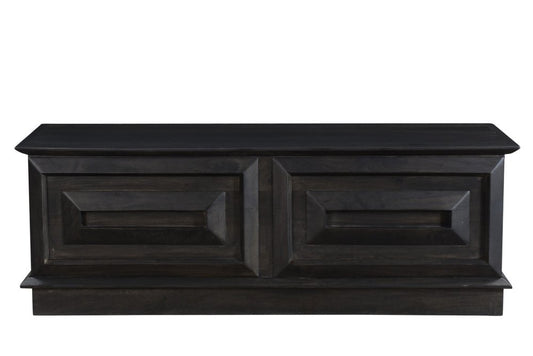 52" Dark Brown Solid Wood Storage Ottoman